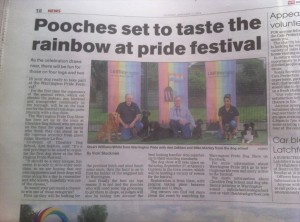 Warrington paper article about te dog show at Warrington Pride
